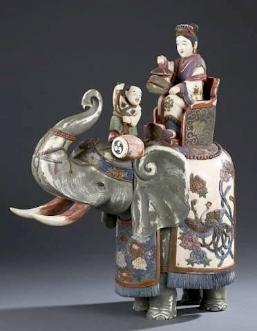 Appraisal: Japanese pieced ivory elephant A pieced ivory elephant with polychrome