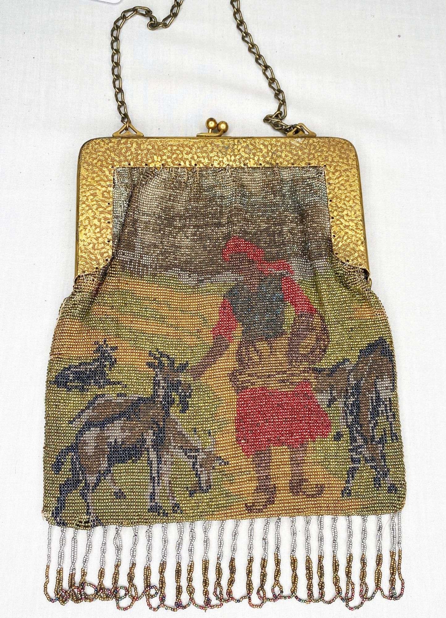 Appraisal: Steel Micro Beaded Hand Bag with Shepherd long at widest