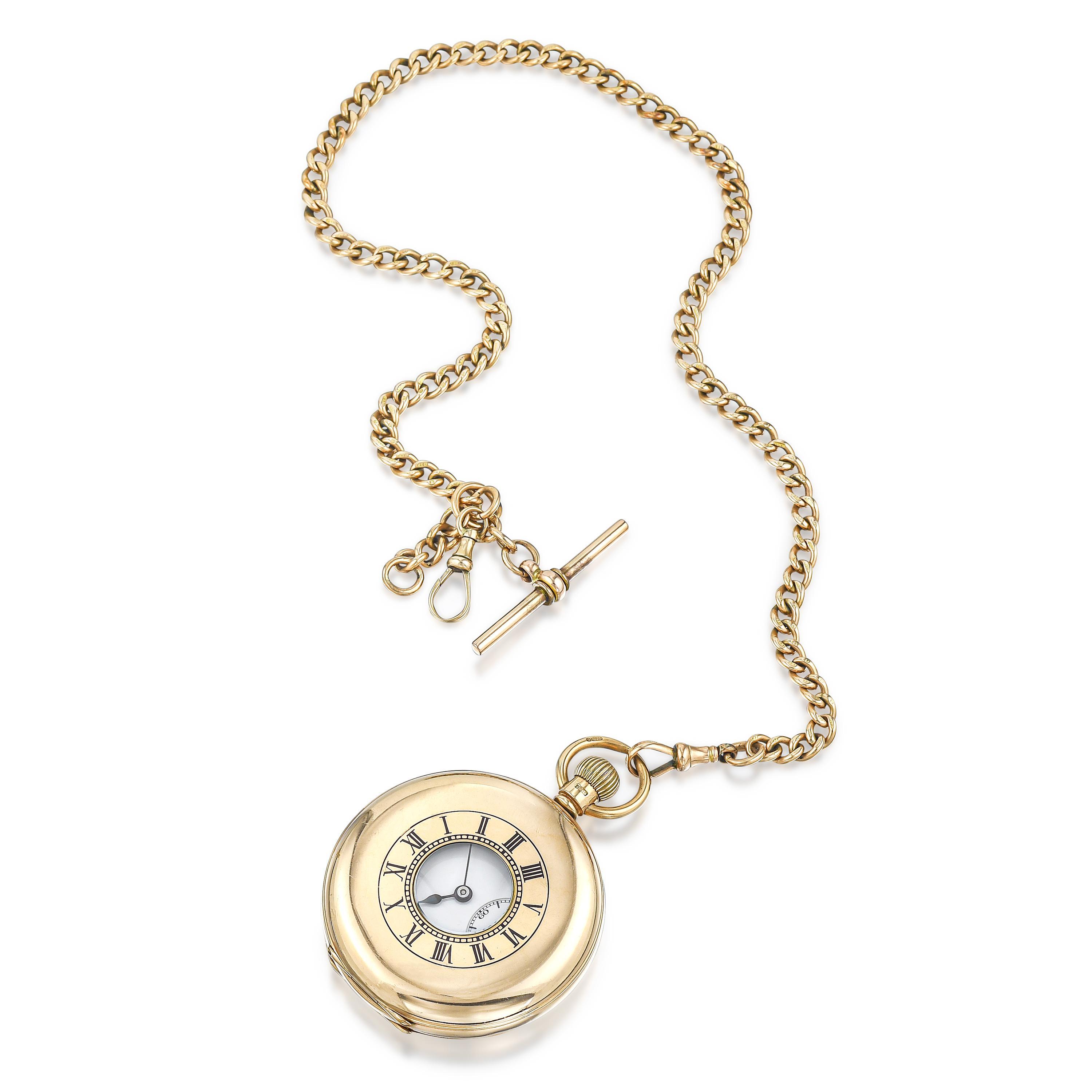 Appraisal: HALF HUNTER K ROSE GOLD POCKET WATCH WITH K ROSE