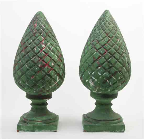 Appraisal: A Pair of Continental Terracotta Finials each of pine cone