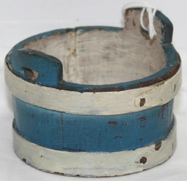 Appraisal: COTTON HERSEY - HINGHAM MINIATUREWASHTUB IN OLDER BLUE PAINT SIGNED