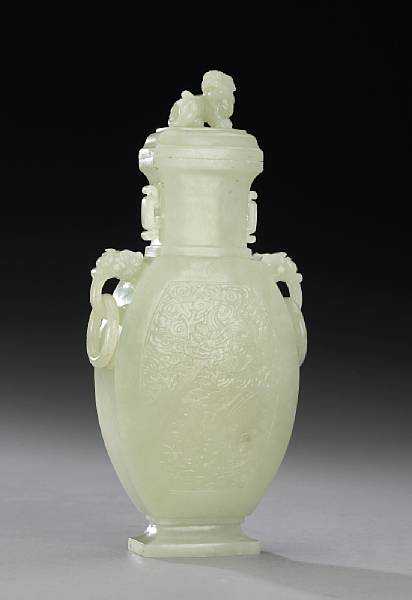 Appraisal: A carved nephrite vase Late Qing Dynasty th Century Of