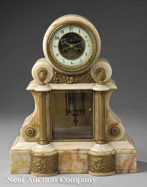 Appraisal: A Louis XVI-Style Onyx and Bronze Mantel Clock late th