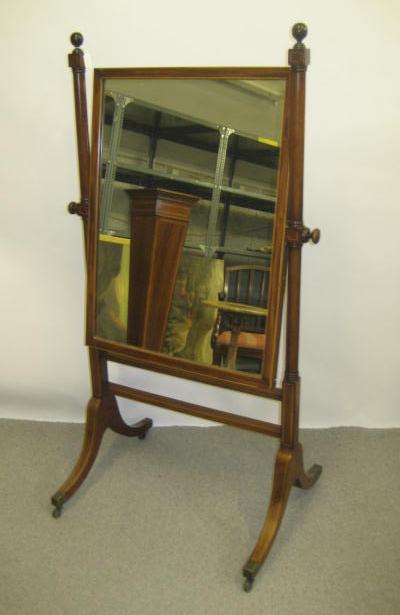 Appraisal: A MAHOGANY FRAMED CHEVAL MIRROR early to mid th century