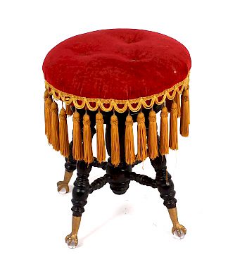 Appraisal: Early Glass Ball Claw Piano Stool - The lot features