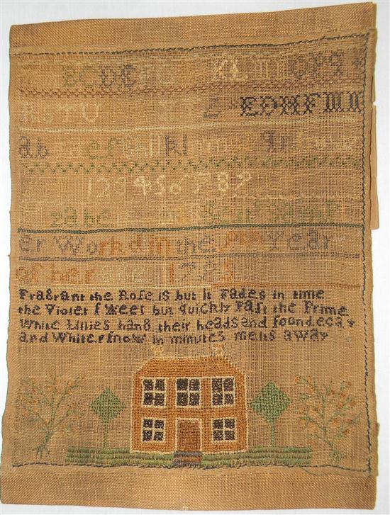 Appraisal: Sampler by Elizabeth Dagget age dated cotton on linen alpha