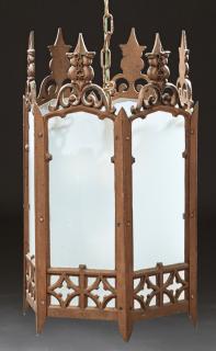 Appraisal: American Patinated Spelter and Iron Gothic Style H American Patinated