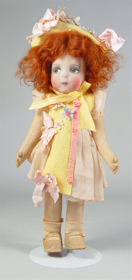 Appraisal: French Gre-Poir Lenci Type Doll Circa Painted mask face Brown