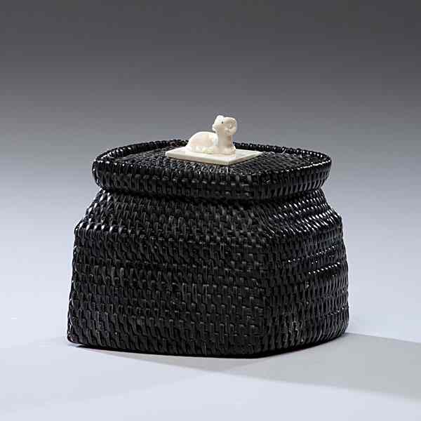 Appraisal: Seymour Tuzroyluk Sr Eskimo Baleen Basket woven with square body