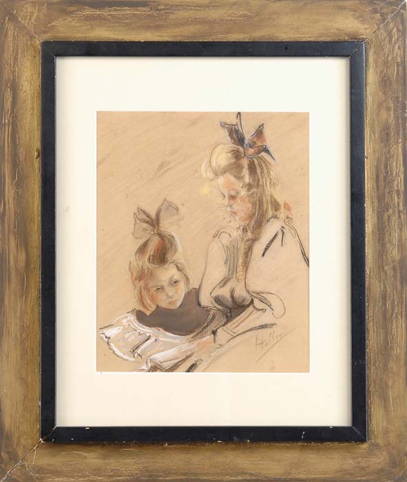 Appraisal: PAUL CESAR HELLEU French - PORTRAIT OF JEANETTE AND ELIZABETH