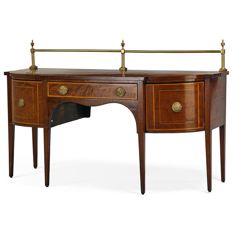 Appraisal: GEORGE III SIDEBOARD Mahogany with satinwood banding brass gallery and