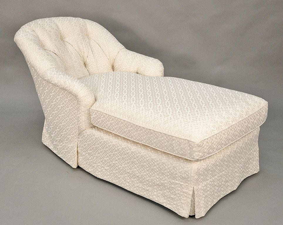 Appraisal: Contemporary button tufted upholstered chaise lounge lg in Provenance From