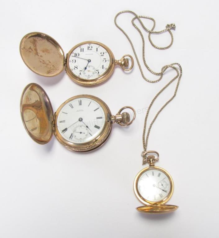 Appraisal: Three Waltham triple hunter case pocket watches including William Ellery