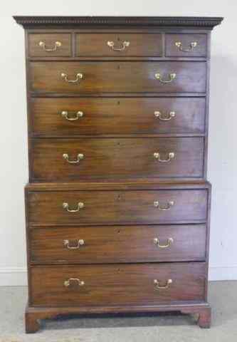 Appraisal: Georgian Mahogany Chest on Chest From a Mahopac NY estate