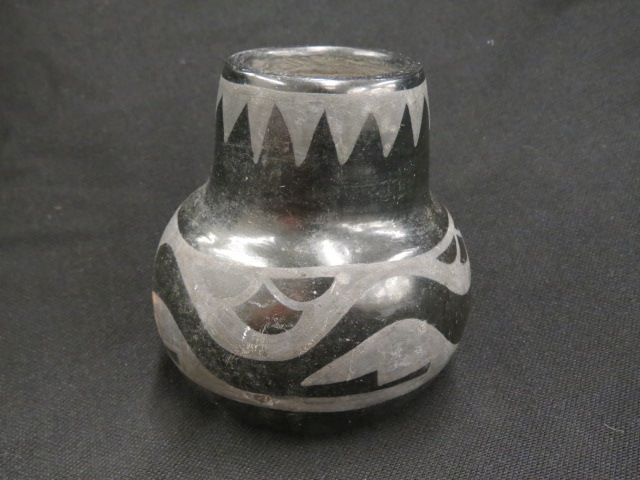 Appraisal: Santa Clara Pottery Vase serpent decor black