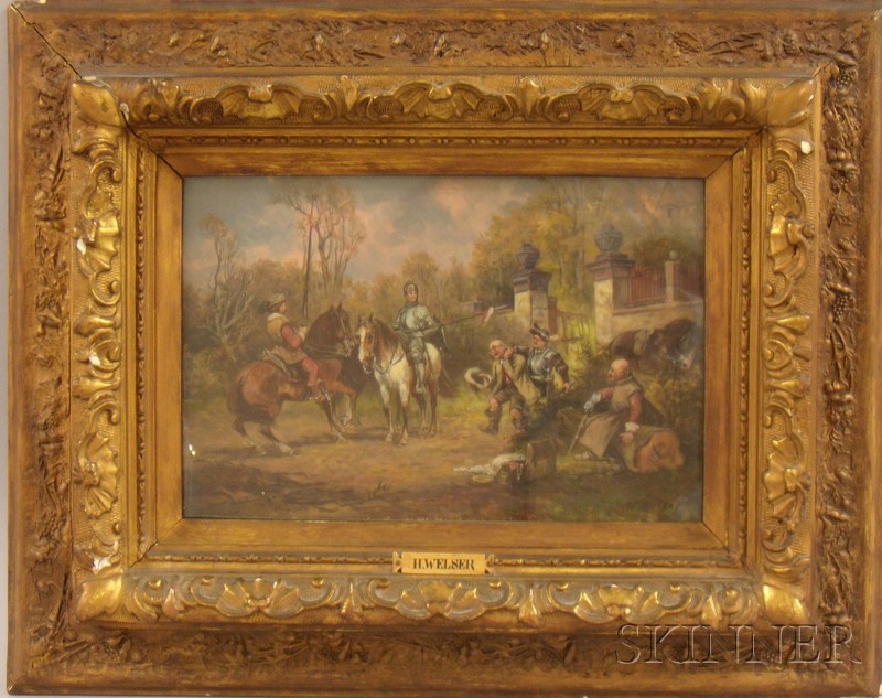 Appraisal: Two Framed th Century Oil on Panel Genre Scenes with