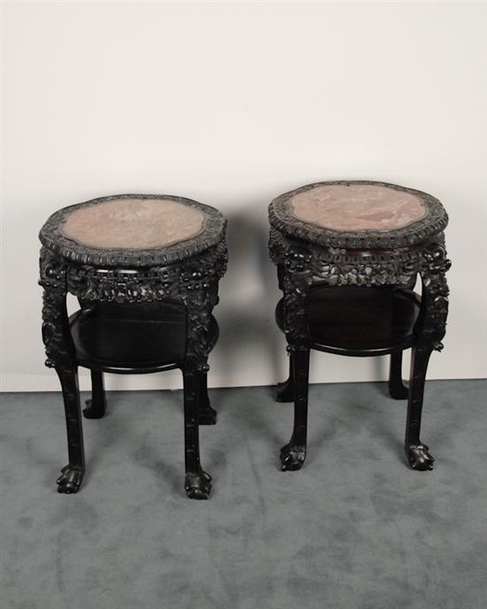 Appraisal: A Pair of Turn of th C Marble Top Chinese