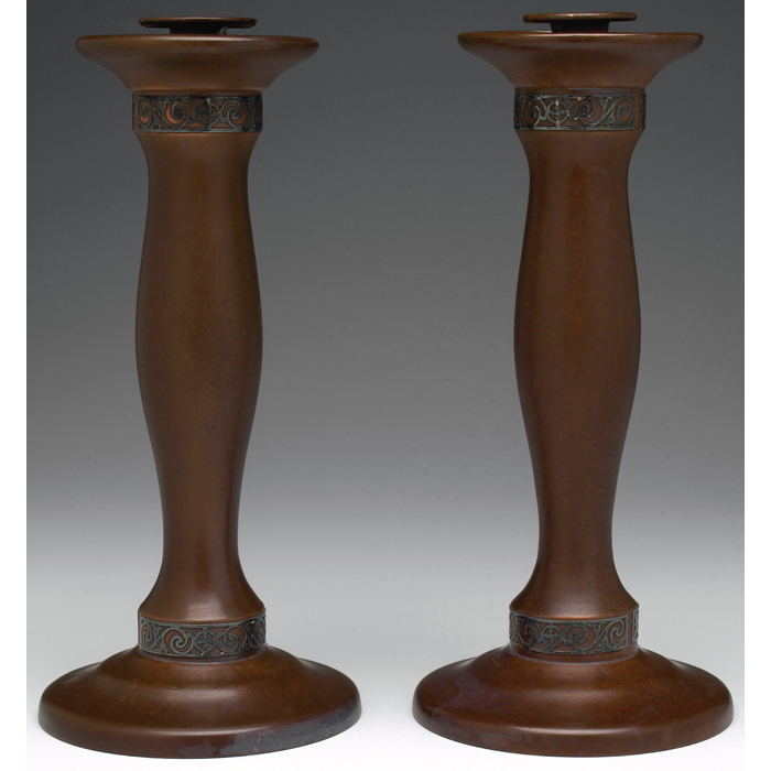 Appraisal: Heintz candlesticks pair sterling on bronze