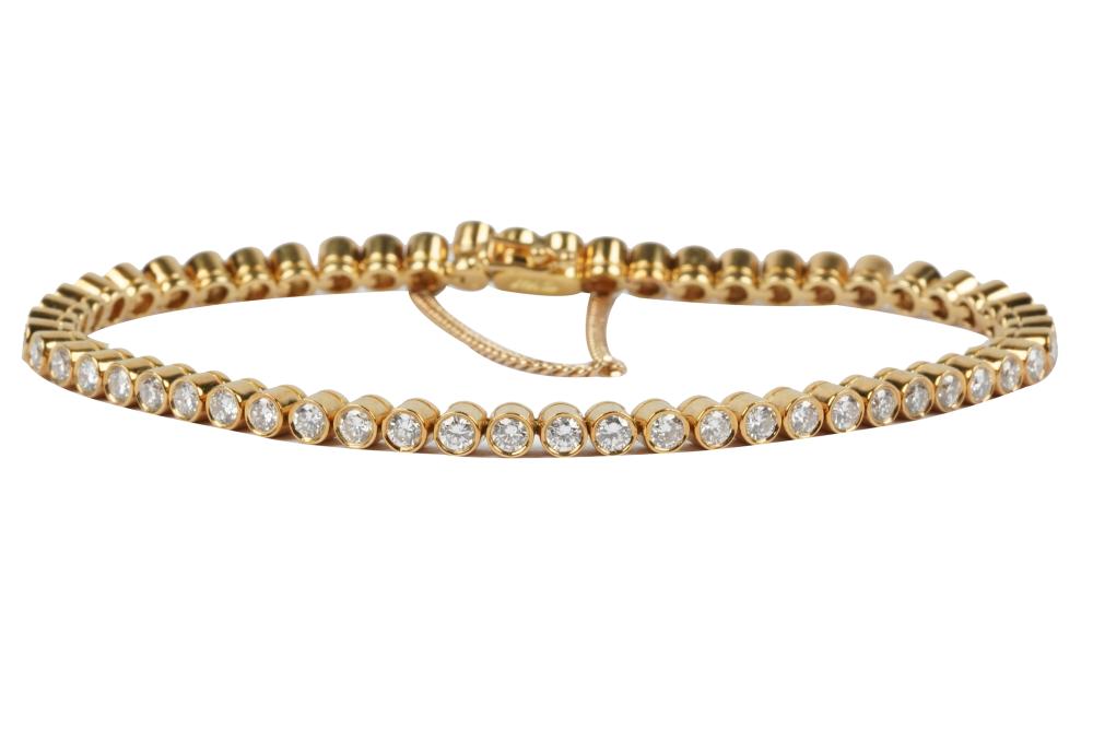 Appraisal: KURT WAYNE KARAT YELLOW GOLD DIAMOND LINE BRACELETsigned 'KW' numbered