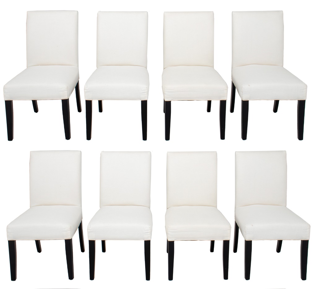 Appraisal: STRAIGHT-BACKED UPHOLSTERED DINING CHAIRS Straight backed upholstered dining chairs a