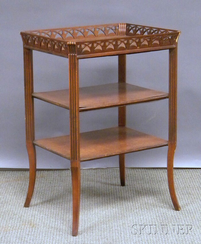 Appraisal: Burlwood Tray-top Three-tier Stand