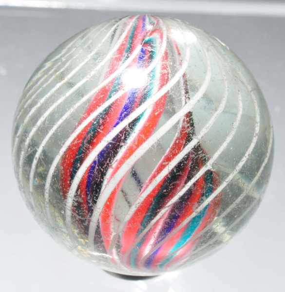 Appraisal: Divided Core Swirl Marble Description Pink turquoise and blue core