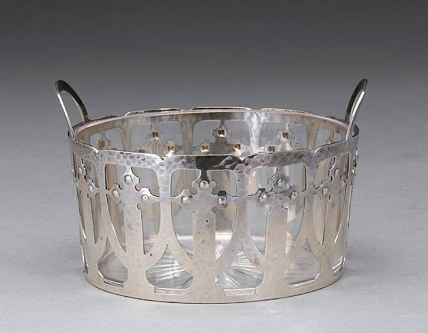 Appraisal: A sterling small ice tub frame with cut glass fittingShreve