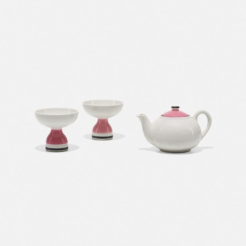 Appraisal: Alexander Girard teapot and two footed bowls from La Fonda