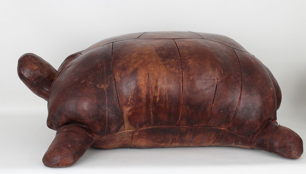 Appraisal: Vintage Abercrombie Fitch Leather Turtle Large Large Vintage Abercrombie Fitch