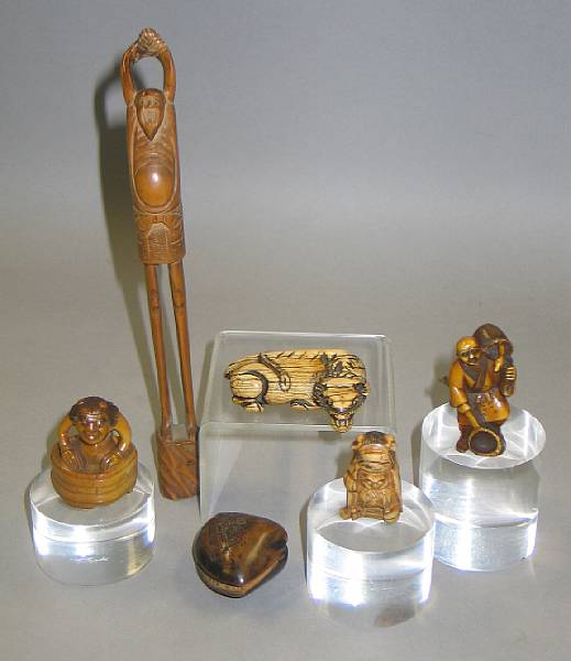 Appraisal: A group of ivory bone and wood accessories Including one