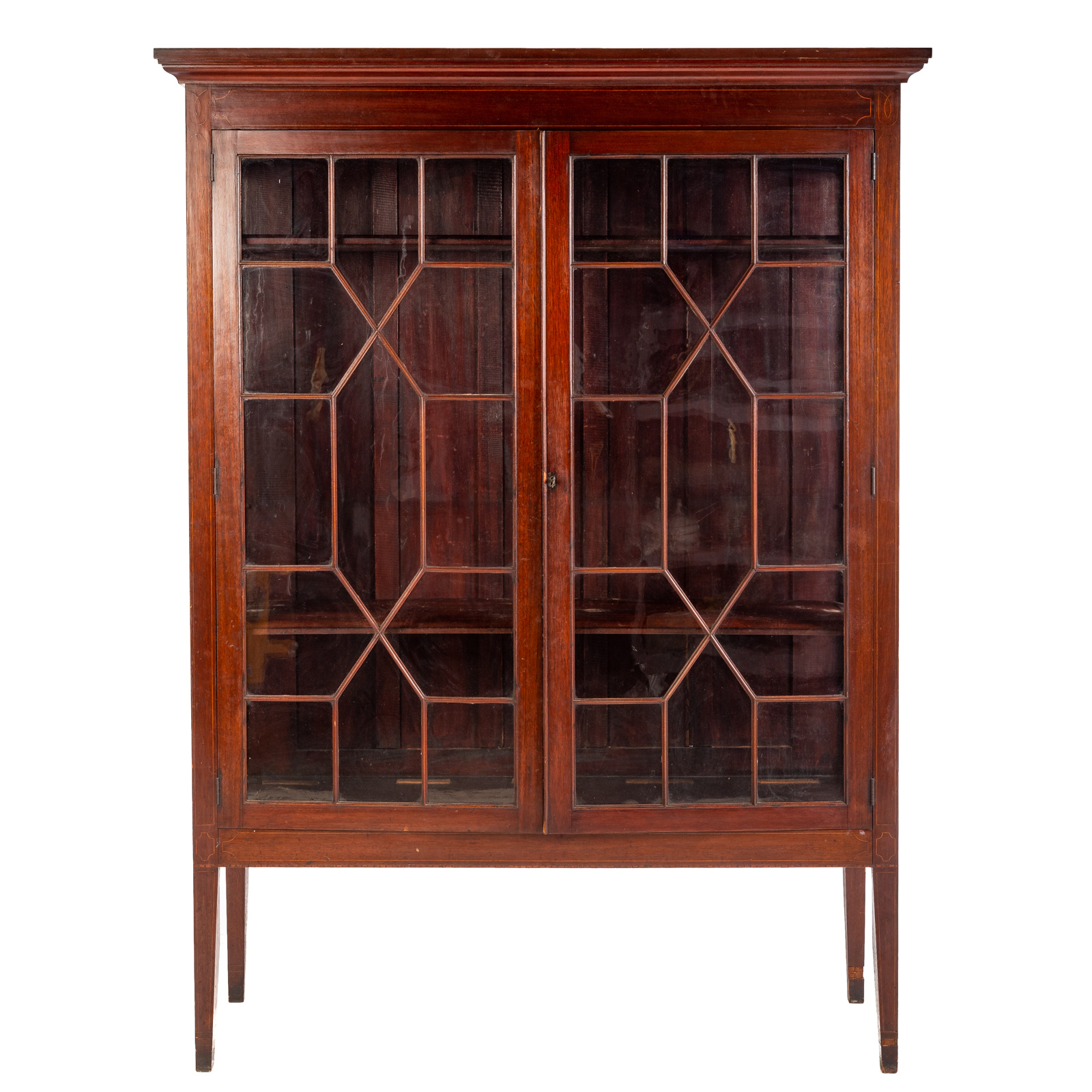 Appraisal: FEDERAL STYLE MAHOGANY INLAID CHINA CUPBOARD Circa a pair of