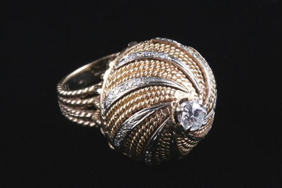 Appraisal: K YELLOW AND WHITE GOLD AND DIAMOND COCKTAIL RING s