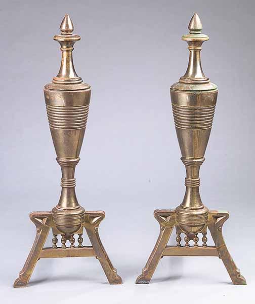 Appraisal: A Pair of English Brass Andirons in the Eastlake Taste