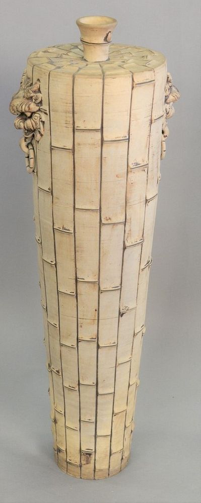 Appraisal: Contemporary earthenware vase oriental style ht Contemporary earthenware vase oriental