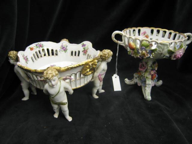 Appraisal: Dresden Porcelain Compotes cherub style floral basket style some repairs