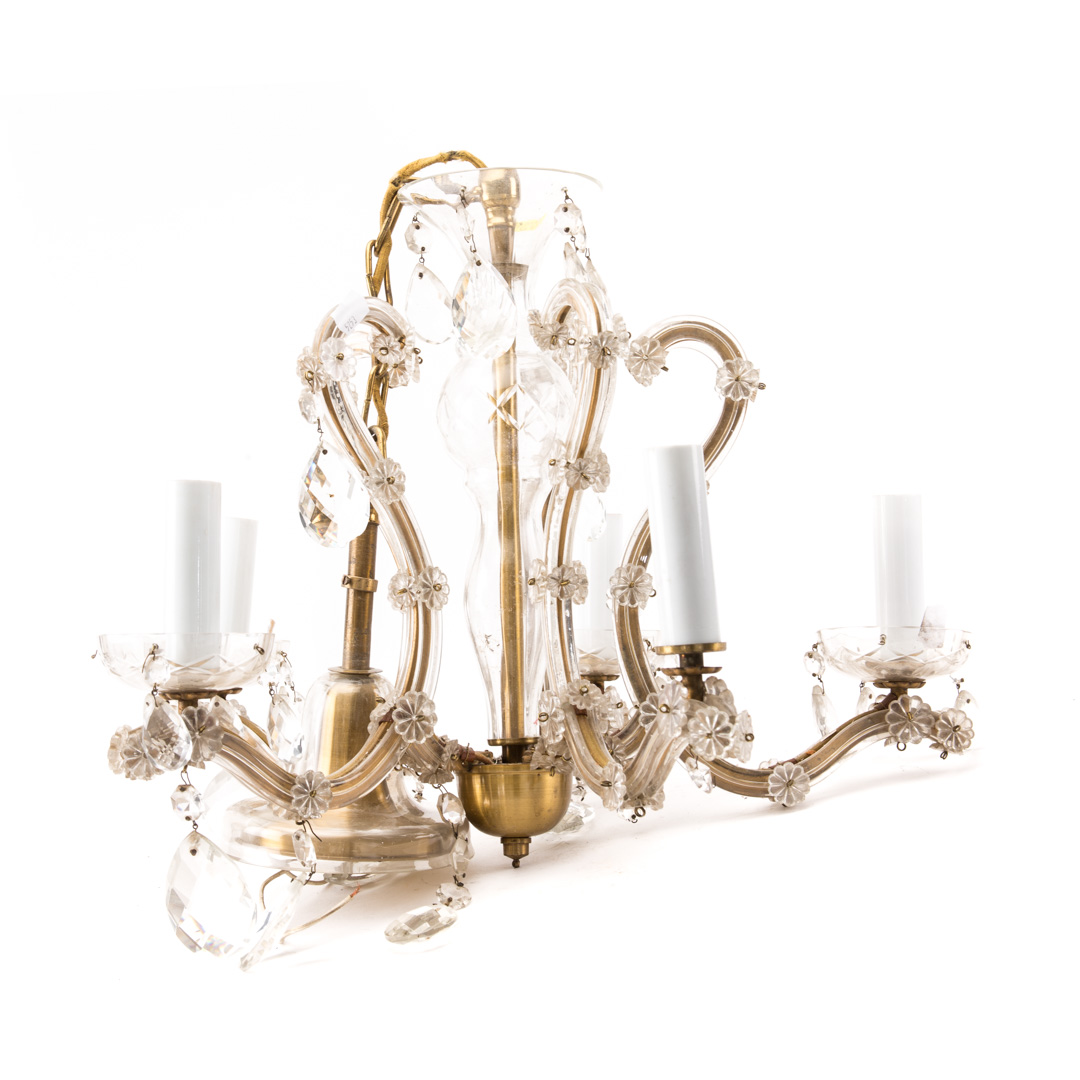 Appraisal: Continental gilt-metal glass -light chandelier Condition Not tested as is