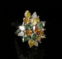 Appraisal: Lady's Platinum Cascade Multicolored Diamond Ring Lady's platinum cascade design