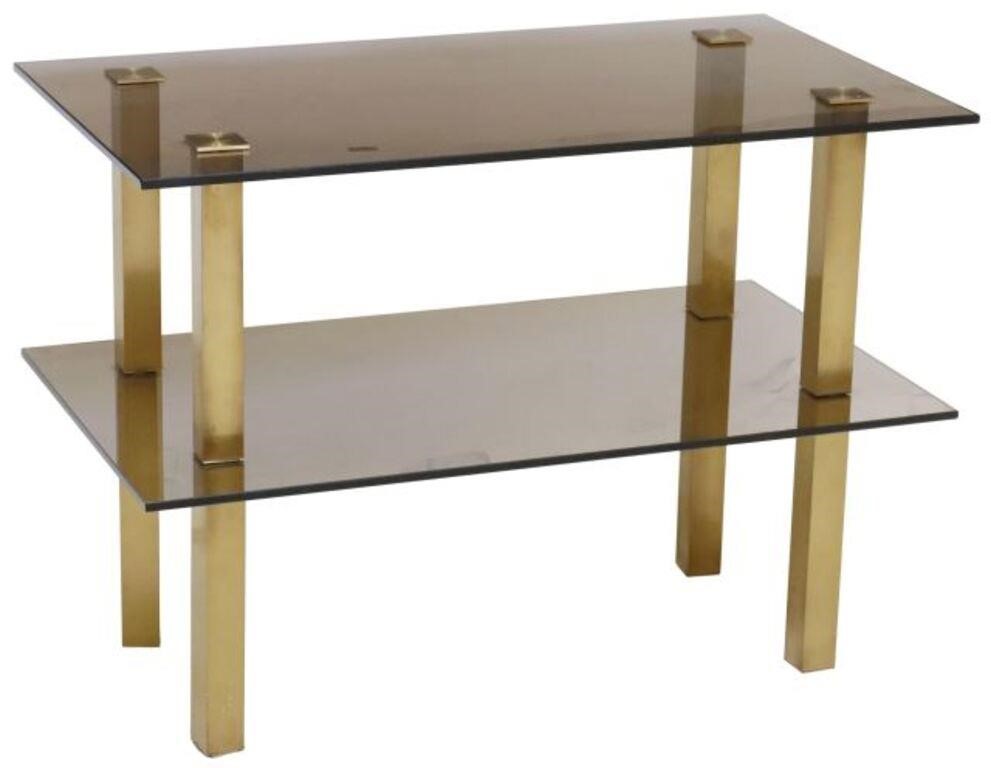 Appraisal: Italian modern two-tier coffee table c s having squared brass