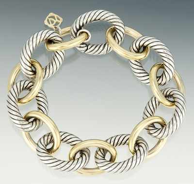 Appraisal: A David Yurman Sterling Silver and k Gold Link Bracelet