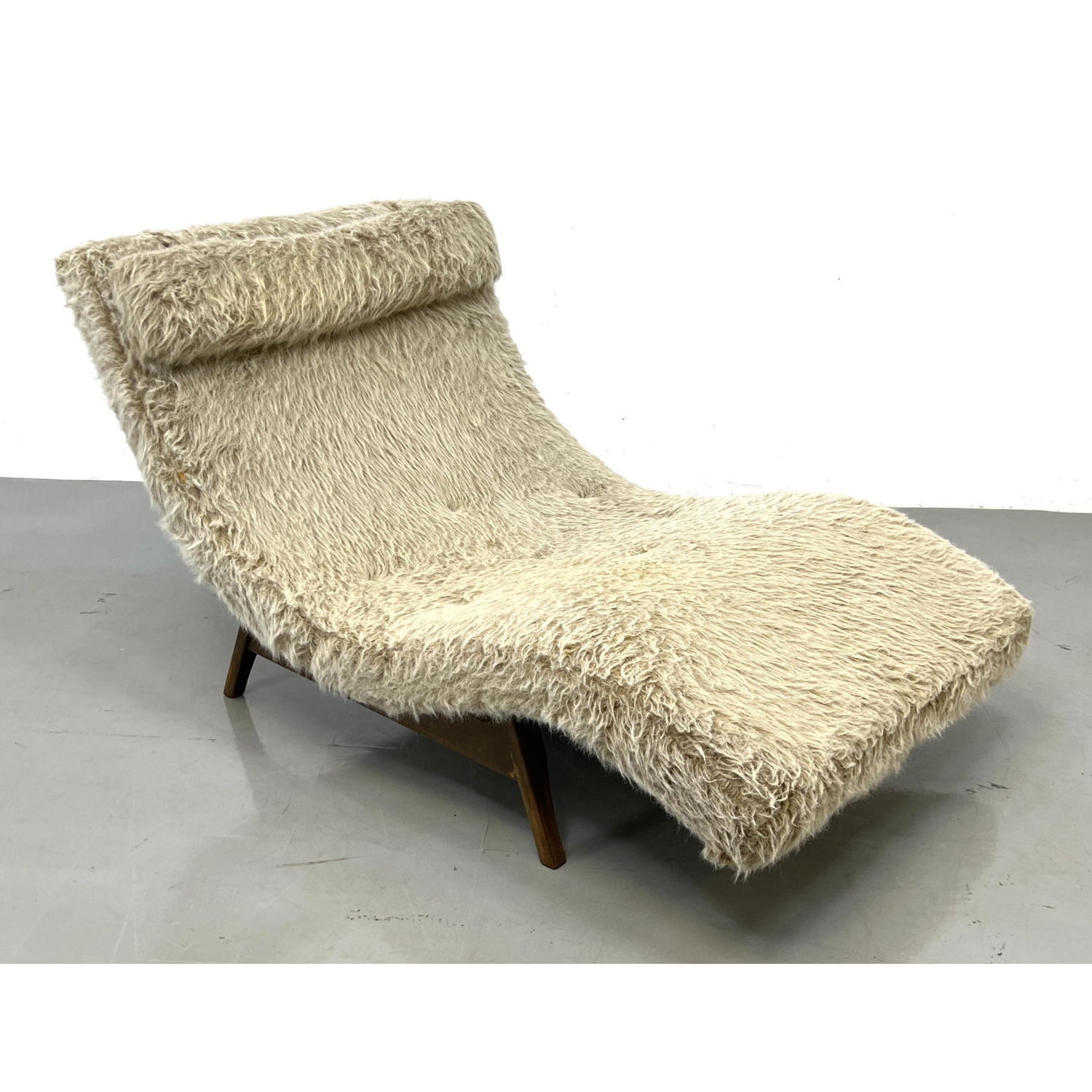 Appraisal: ADRIAN PEARSALL Style Modernist Wave Chaise Lounge Shaggy Plush Upholstery