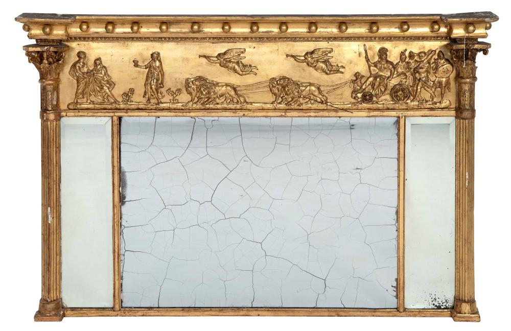 Appraisal: GILT OVERMANTEL MIRROR LATE TH CENTURY HEIGHT WIDTH GILT OVERMANTEL