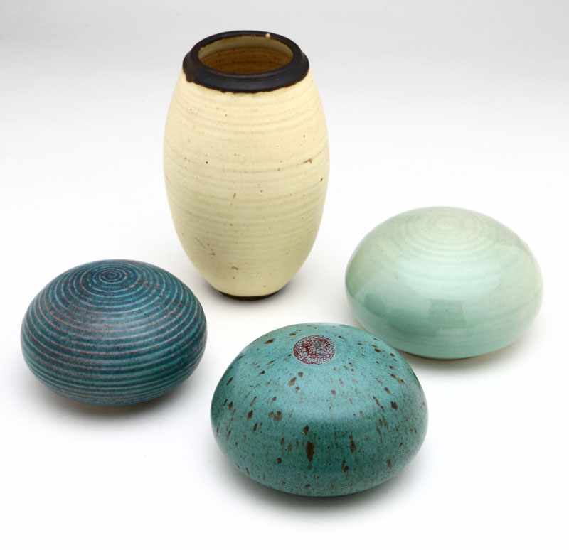 Appraisal: A group of Otto Heino glazed stoneware pieces vase paperweights