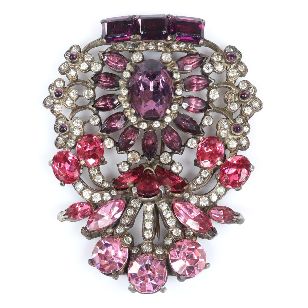 Appraisal: EISENBERG ORIGINAL STERLING VERMEIL BROOCH WITH MULTI-HUED PINK BLOSSOM CRYSTALS