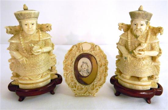 Appraisal: Chinese th C pair of ivory figures male and female