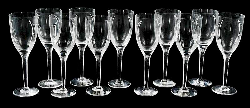 Appraisal: Set Lalique Angel Champagne Flutes engraved Lalique France - in