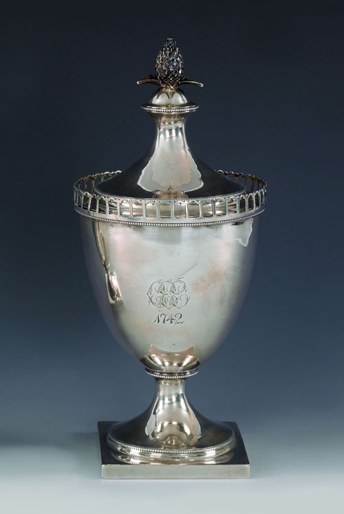 Appraisal: Philadelphia silver sugar urn ca bearing the touch of Samuel