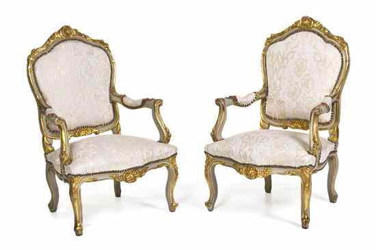 Appraisal: A Pair of Louis XV Style Painted and Parcel Gilt