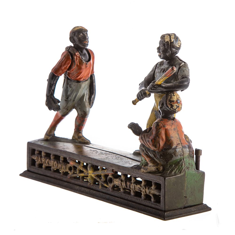 Appraisal: The Baseball Game Cast Iron Mechanical Bank Circa by J