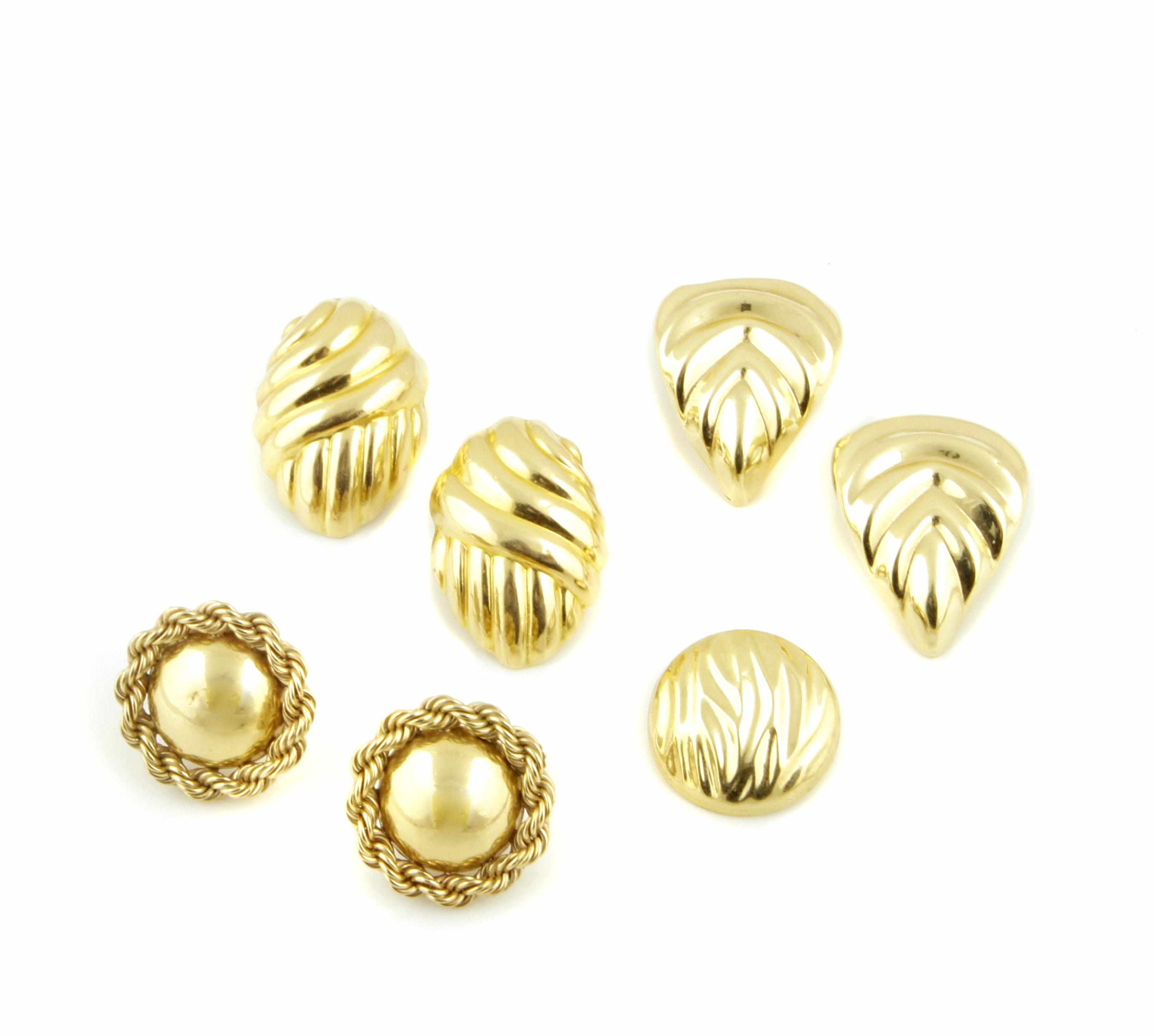 Appraisal: A collection of three pairs of k gold earclips together