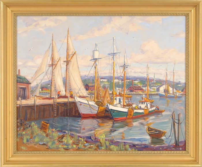 Appraisal: CHARLES STEPULE American th Century GLOUCESTER HARBOR Oil on canvas